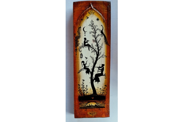 Pictura pe lemn - Copacul Iubirii 46 x 14.5 