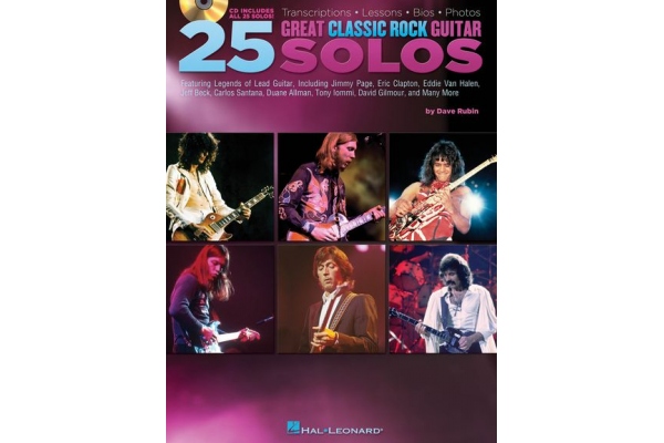 25 GREAT CLASSIC ROCK GUITAR SOLOS TRANSCRIPTIONS GTR BK/CD