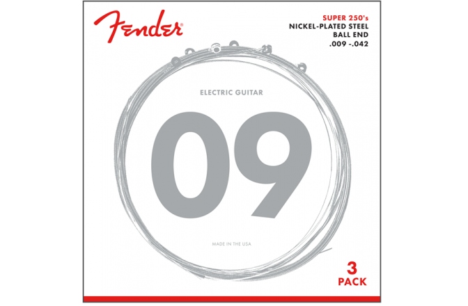 3 seturi Corzi de Chitară Fender Super 250L NPS 009-042 - 3-Pack