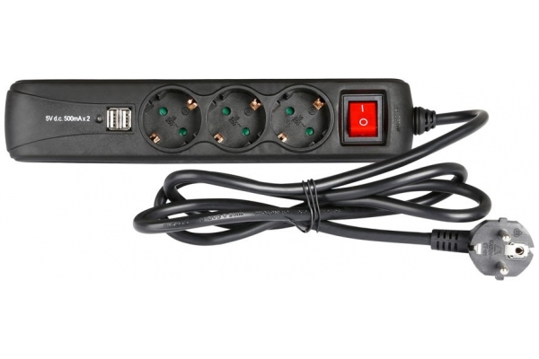 3-Outlet Power Strip Dual USB 8747 S 3 USB