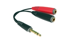 Adaptor Y stereo scurt Klotz Y adapter - shortTRS 6.3 mm - 2 x TS socket 6.3 mm - 0,2m