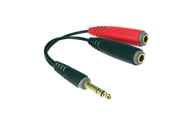 Adaptor Y stereo scurt Klotz Y adapter - shortTRS 6.3 mm - 2 x TS socket 6.3 mm - 0,2m