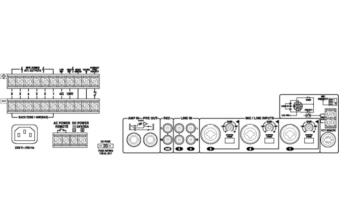 Ampli-mixer cu 6 zone Monacor PA-6240