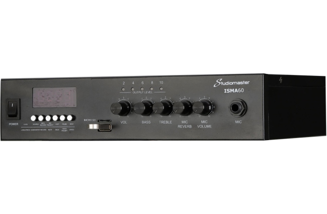 Amplificator 60W 4Ω/100V Bluetooth  Studiomaster ISMA 60 USB, SD, FM, Bluetooth