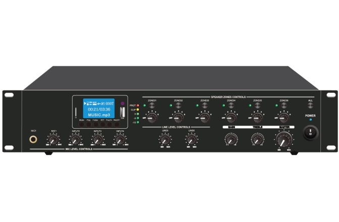 Amplificator cu 6 zone 240W CKS PAZ-2406 USB, SD, FM, Bluetooth