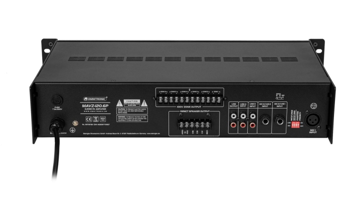 Amplificator cu 6 zone Omnitronic MAVZ-120.6P PA Mixing Amplifier