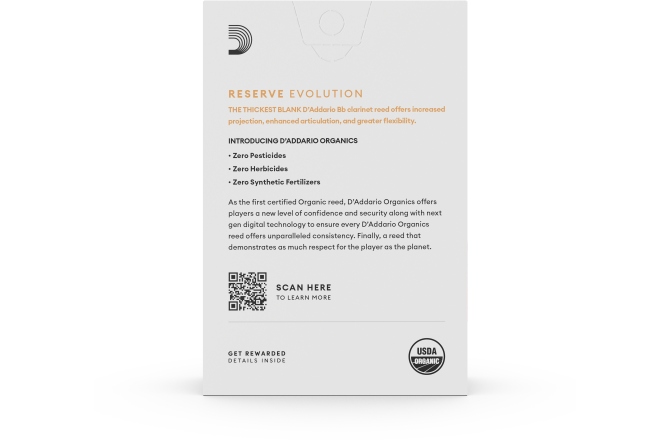 Ancie clarinet Daddario Woodwinds Organic Reserve Evolution Bb Clarinet Strength 4.5 