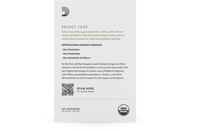 Ancie pentru Saxofon Alto Daddario Woodwinds Organic Select Jazz Filed Alto Saxophone 4 Soft 