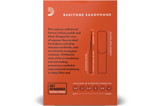 Ancie pentru Saxofon Bariton Daddario Woodwinds Baritone Sax Strength 2 