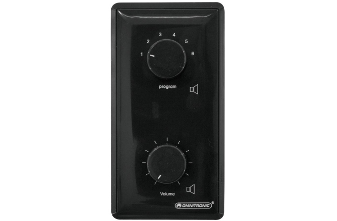 Atenuator de volum și selector de sursă Omnitronic PA Vol Contr/Prog Select 45W mono bk