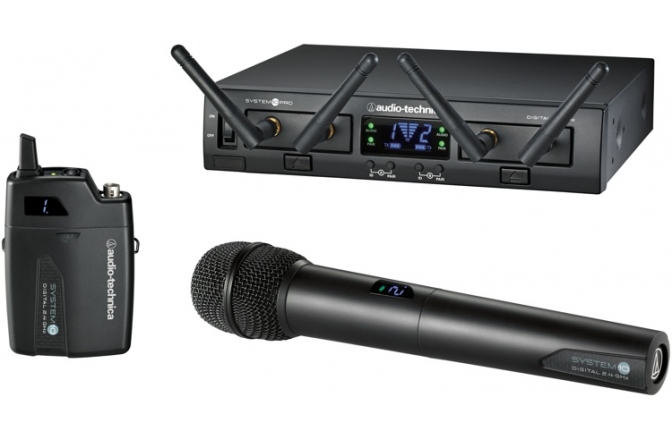 Sistem digital wireless dual cu microfon de mana si emitator de buzunar