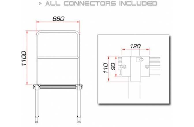 Balustradă GUIL TMQ-01/440 Stage Rail 88cm (Aluminium Version)