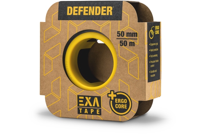 Bandă din material premium cu miez ERGO, albă, lucioasă, 50 mm x 50 m Defender EXA-TAPE W 50 ERGO-CORE