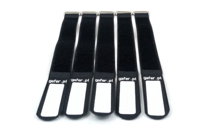 Bandă velcro pentru managementul de cabluri GAFER.PL Tie Straps 25x400mm 5 pieces black