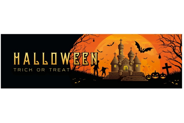 Halloween Banner, Haunted House, 300x90cm Halloween Banner, Haunted House, 300x90cm