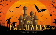 Banner Halloween Europalms Halloween Banner, Haunted House, 400x180cm