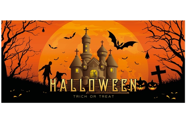 Halloween Banner, Haunted House, 400x180cm Halloween Banner, Haunted House, 400x180cm