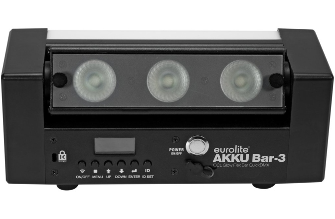 Bară cu LED înclinabilă Eurolite AKKU Bar-3 Glow QCL Flex QuickDMX