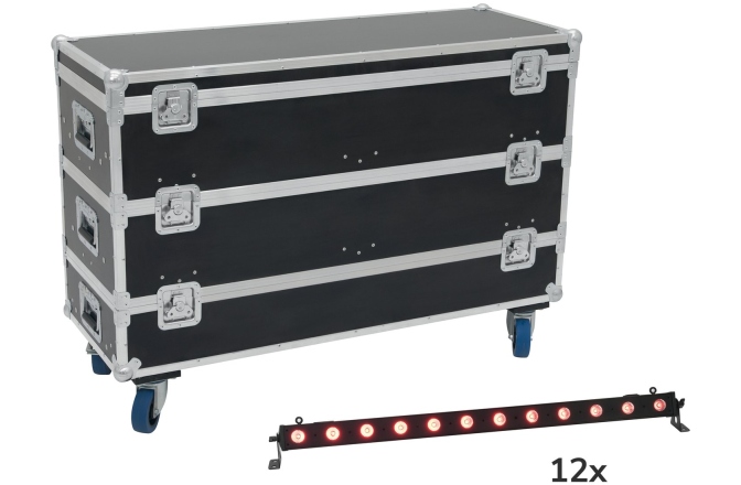 Bară de efecte de lumină Eurolite Set 12x LED BAR-12 QCL RGB+UV Bar + Case with wheels