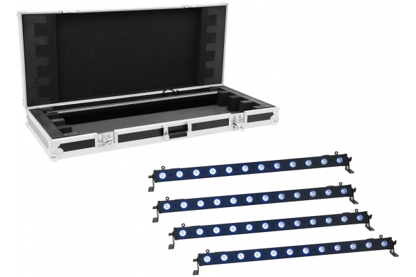 Set 4x LED BAR-12 QCL RGB+UV Bar + Case