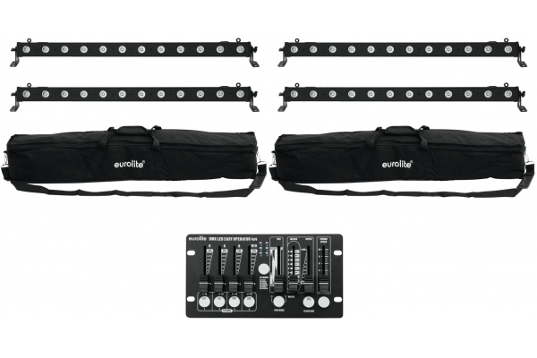 Set 4x LED BAR-12 QCL RGBW + 2x Soft Bags + Controller