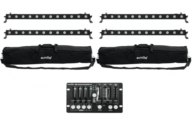 Bară Spotlight Eurolite Set 4x LED BAR-12 QCL RGBW + 2x Soft Bags + Controller