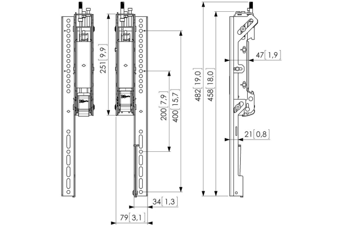 Bare verticale de prindere  Vogels PFS3504, VESA 400 mm, 80 kg, ajustabile 3D
