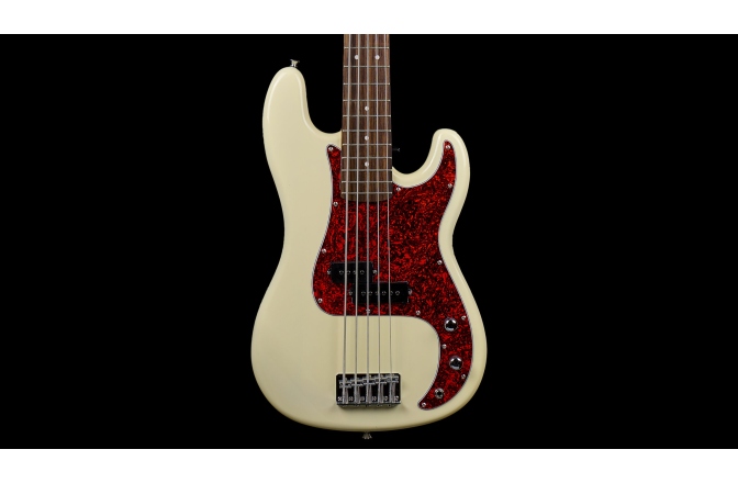 Bas electric cu 5 corzi Arrow Session Bass 5 Bone White Rosewood/T-shell