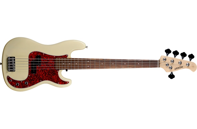 Bas electric cu 5 corzi Arrow Session Bass 5 Bone White Rosewood/T-shell