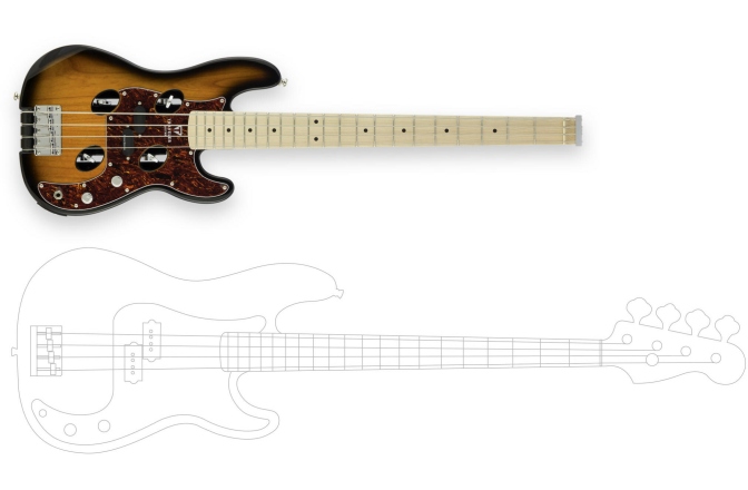 Bas electric de calatorie Traveler Guitar  - TB-4P Bass - Sunburst / Maple