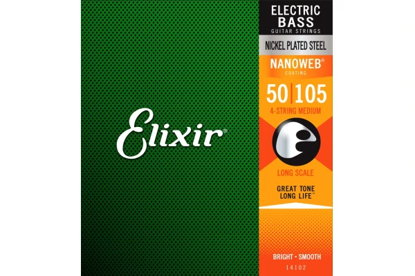 Elixir Nanoweb Electric Bass Nickel Plated Steel 50-105 Medium — 2