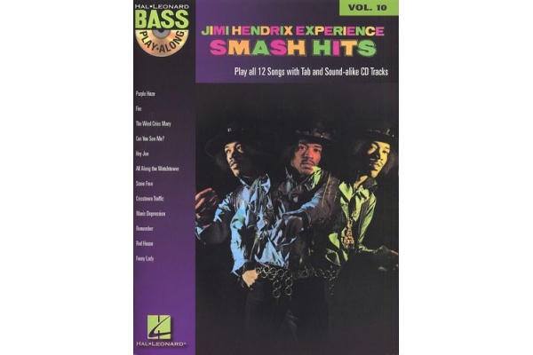 BASS PLAY ALONG VOLUME 10  JIMI HENDRIX SMASH HITS (BOOK AND CD) BGTR