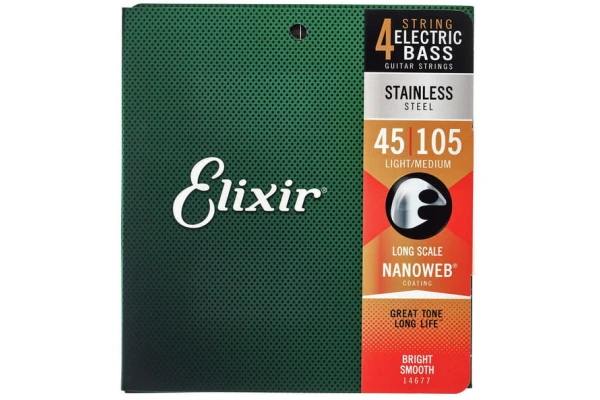 Elixir Nanoweb Electric Bass Stainless Steel 45-105 Light Medium — 2
