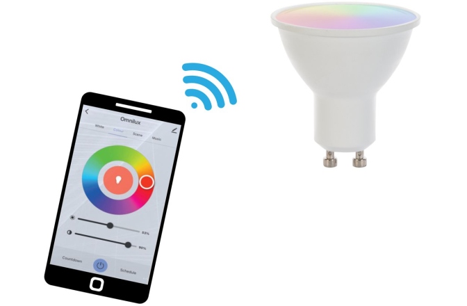 Bec WiFi inteligent Omnilux LED GU10 RGB/WW/CW WiFi