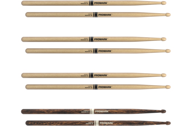 Bețe de tobe Promark Rebound 5B Hickory Drumstick 4-Pack