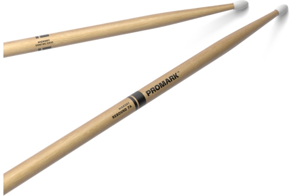 Rebound 7A Hickory Drumstick Oval Nylon Tip Rebound 7A Hickory Drumstick Oval Nylon Tip