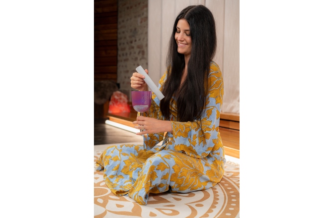 Bol de meditație cu mâner Meinl 3.75"Essence Solfeggio Crystal Singing Bowl Sol 741 Hz, Lavender Purple