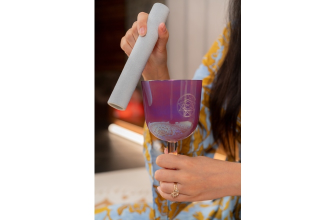 Bol de meditație cu mâner Meinl 3.75"Essence Solfeggio Crystal Singing Bowl Sol 741 Hz, Lavender Purple