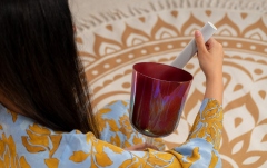 Bol de meditație cu mâner Meinl 5.75" Essence Solfeggio Crystal Singing Bowl Re 417 Hz, Copper Brown