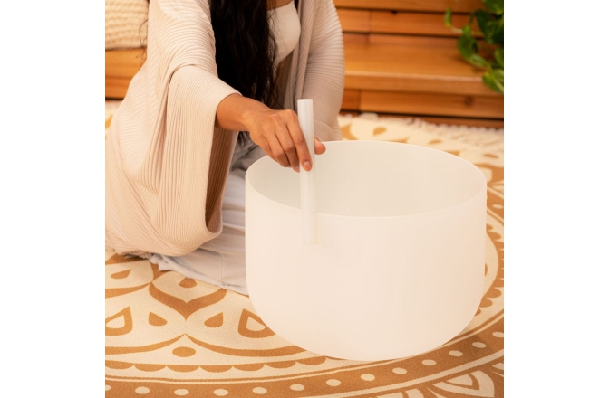 Bol de meditație Meinl Crystal Singing Bowl, white-frosted, 14" / 35 cm, Note G3, Throat Chakra
