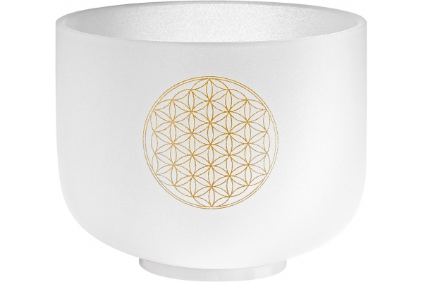 Sonic Energy Crystal Singing Bowl White-frosted 20 cm C Sharp 5 Flower of Life