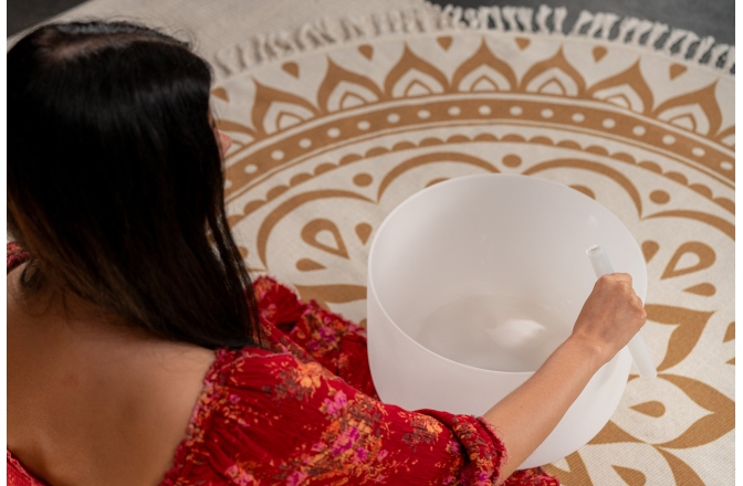 Bol de meditaţie Meinl 14" Crystal Singing Bowl, Note E3, 440 Hz, Solarplexus Chakra