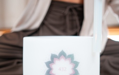 Bol sonic de cristal Meinl Sonic Energy 9'' Crystal Singing Bowl, 432 Hz, Lotus Flower