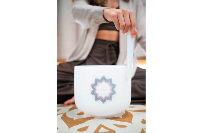 Bol sonic de cristal Meinl Sonic Energy 9'' Crystal Singing Bowl, 432 Hz, Lotus Flower