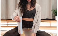 Bol sonic de cristal Meinl Sonic Energy 9'' Essence Crystal Singing Bowl, 128 Hz, Light Rose Gold, Flower of Life