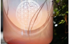 Bol sonic de cristal Meinl Sonic Energy 9'' Essence Crystal Singing Bowl, 128 Hz, Light Rose Gold, Flower of Life