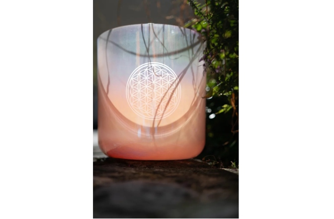 Bol sonic de cristal Meinl Sonic Energy 9'' Essence Crystal Singing Bowl, 128 Hz, Light Rose Gold, Flower of Life