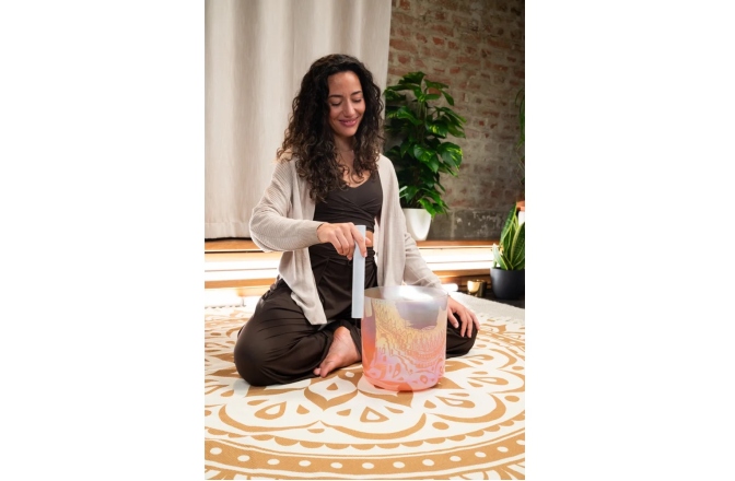 Bol sonic de cristal Meinl Sonic Energy 9'' Essence Crystal Singing Bowl, 128 Hz, Light Rose Gold, Flower of Life