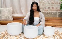 Boluri de meditaţie Meinl CS Bowl Set, white-frosted, Note G4, E4, C4, Throat -Solarplexus-Root Chakra