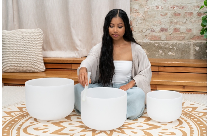 Boluri de meditaţie Meinl CS Bowl Set, white-frosted, Note G4, E4, C4, Throat -Solarplexus-Root Chakra